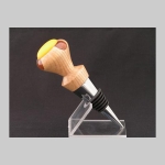 Ash and chrome stopper with rosewood accents and yellow cabochon