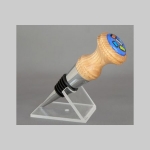 Ash and chrome stopper with dichroic glass cabochon