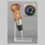 Zebrano and chrome stopper with dichroic glass cabochon