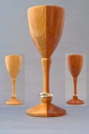 Wedding goblet Bubinga & Beech with captive interlocked silver wedding rings
